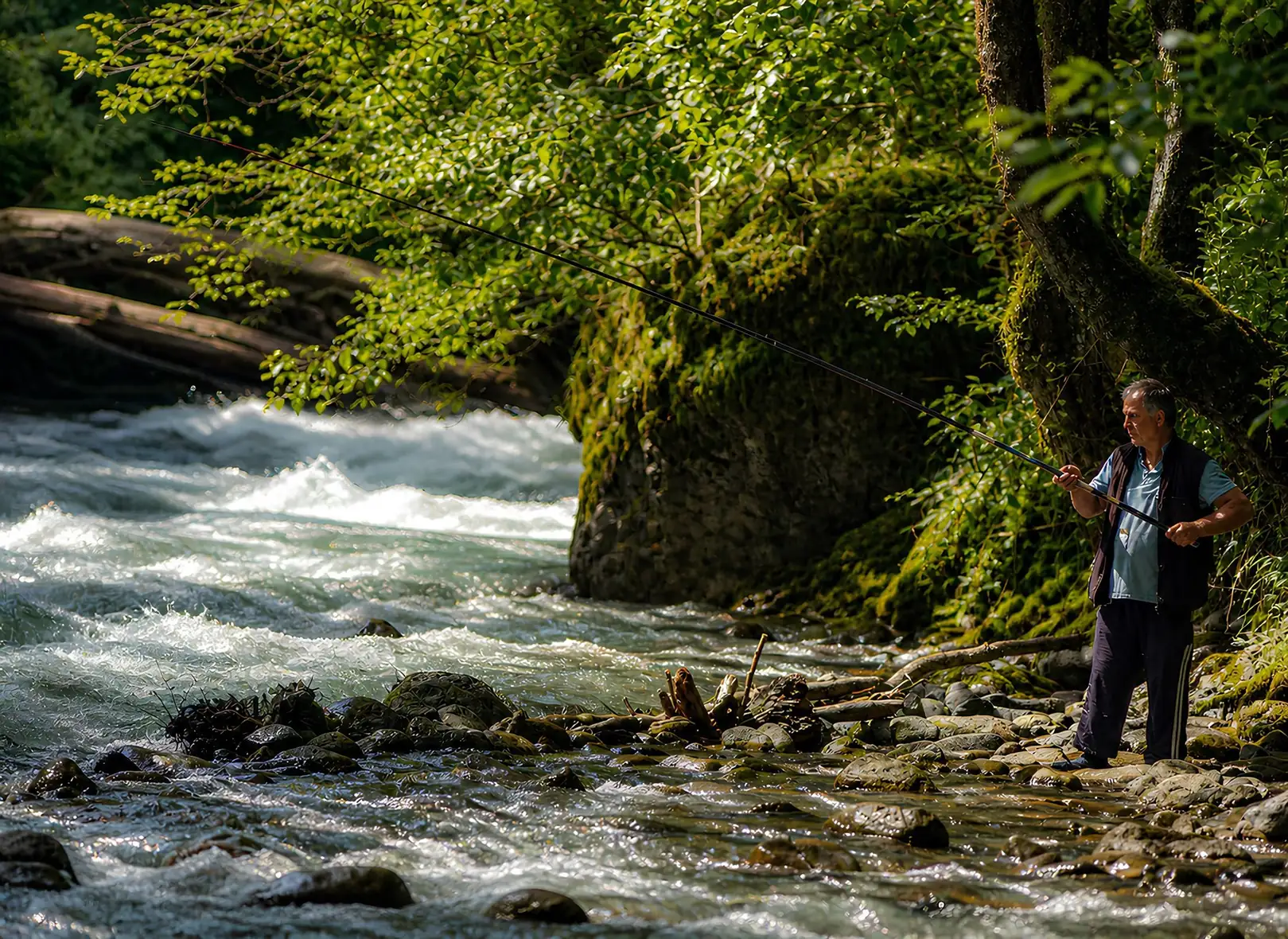 Vendette Peak, nearby activity: Fly fisherman casting in a mountain river, luxury vacation rental in Silverthorne, Colorado